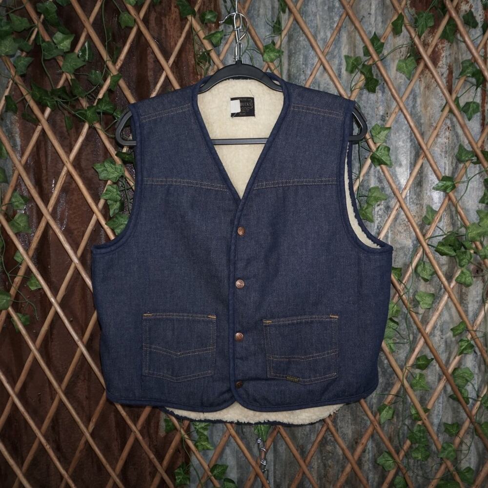 L - Vintage Y2K sears & roebucks denim sherpa lined vest